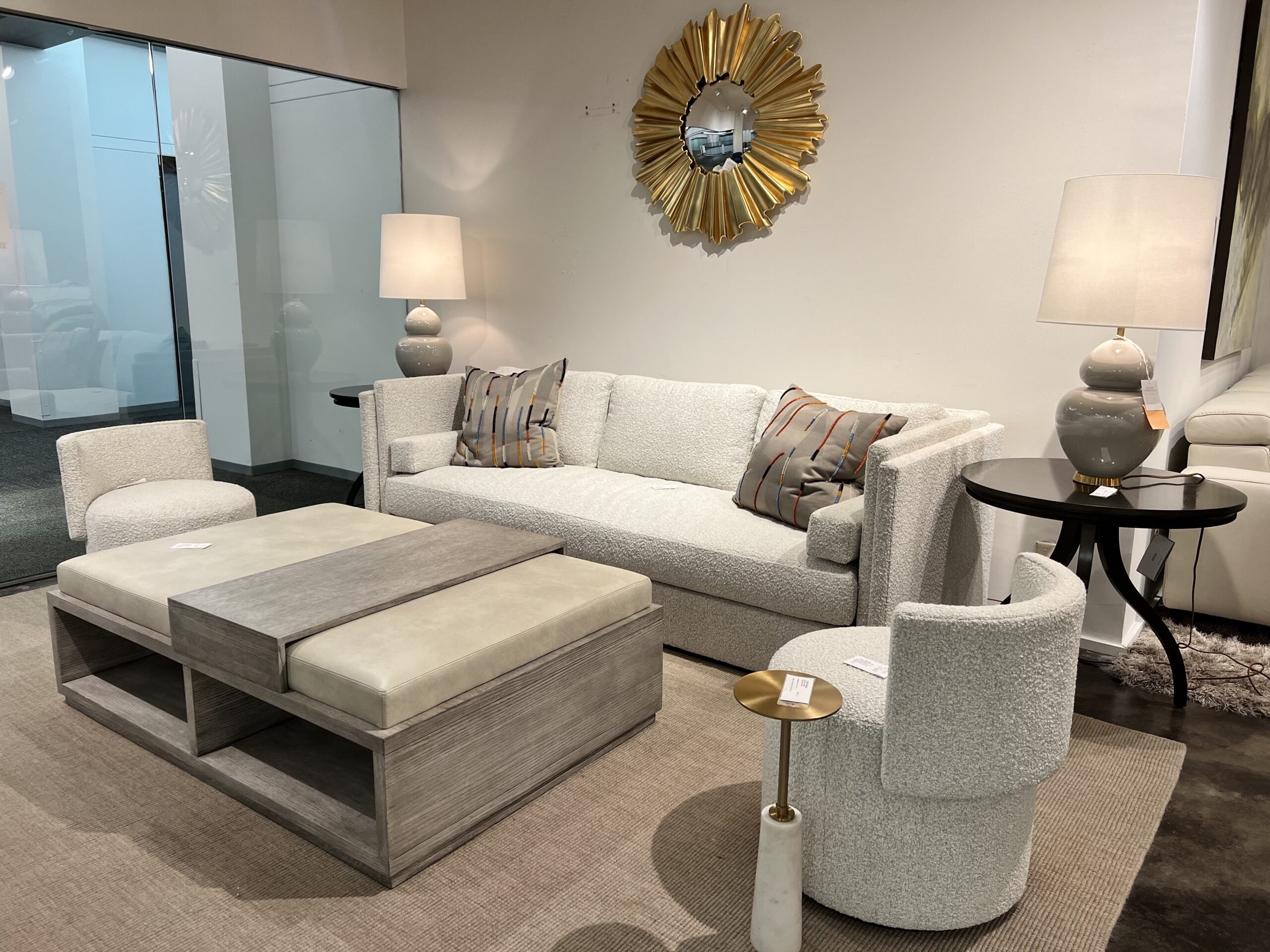 Ben Johnston Chaddock Giacomo Sofa, Giada Swivel Chair, Marcello Cocktail Ottoman